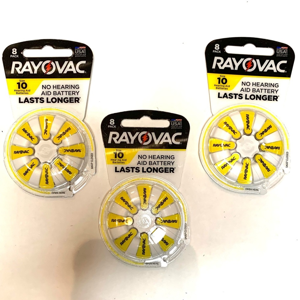 24 Rayovac SIZE 10 Hearing Aid Batteries lot of 3 packs Exp July 2024